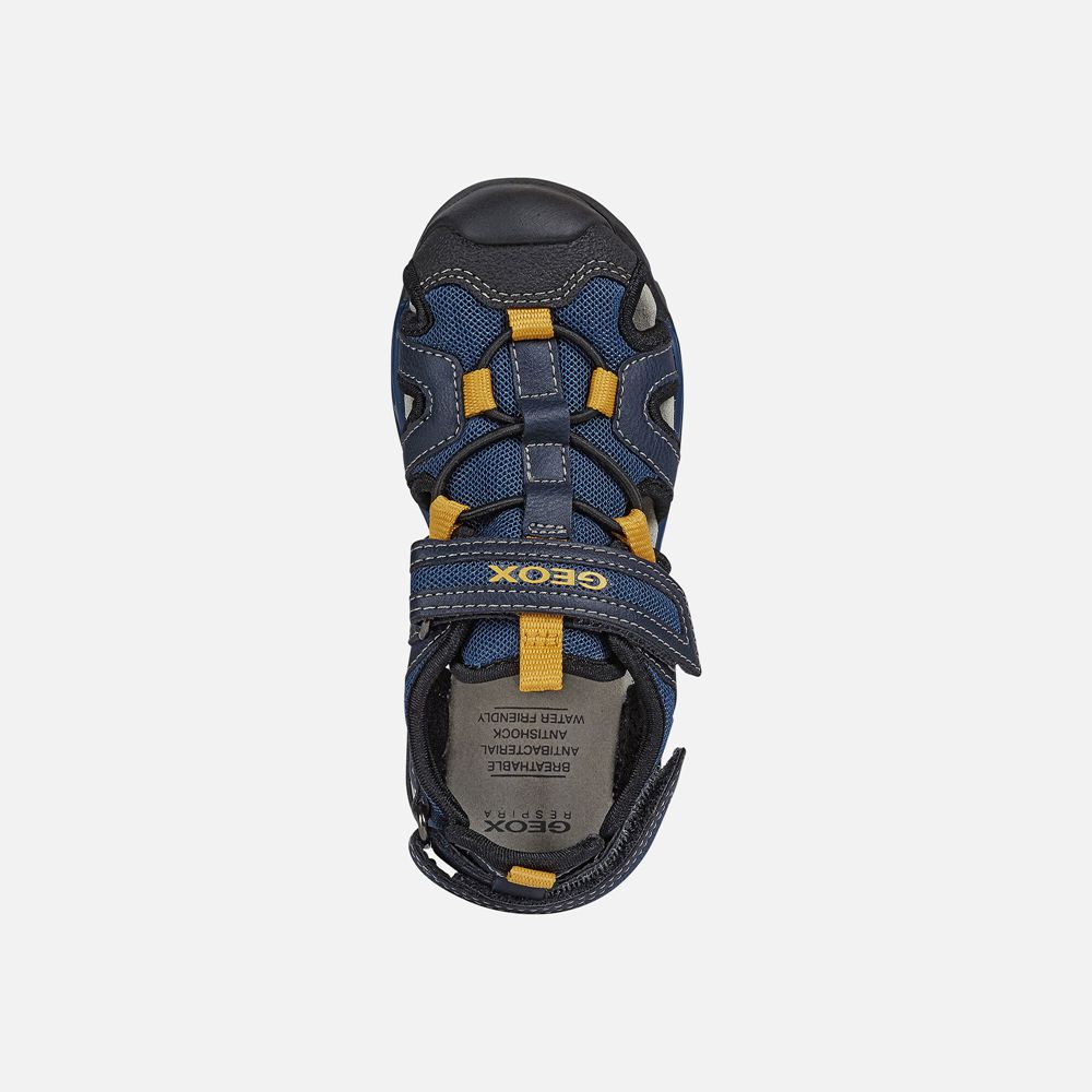 Geox Sandals Navy/Yellow Borealis - Geox Boys Shoes - WKBTDY736